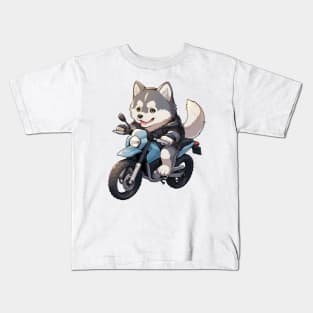 Cartoon Dog Rides Motorcycle to Fun Kids T-Shirt